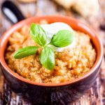 Pappa al pomodoro con gelato al basilico